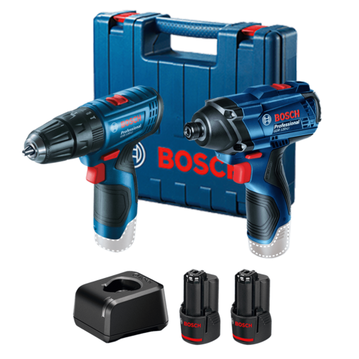 Kit Bosch Parafusadeira Furadeira GSB 120-LI e Chave de Impacto GDR 120-LI, 12V